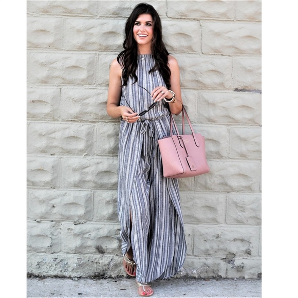 Mini Chica Pants - NWOT! Mimi Chica Striped Linen Jumpsuit
